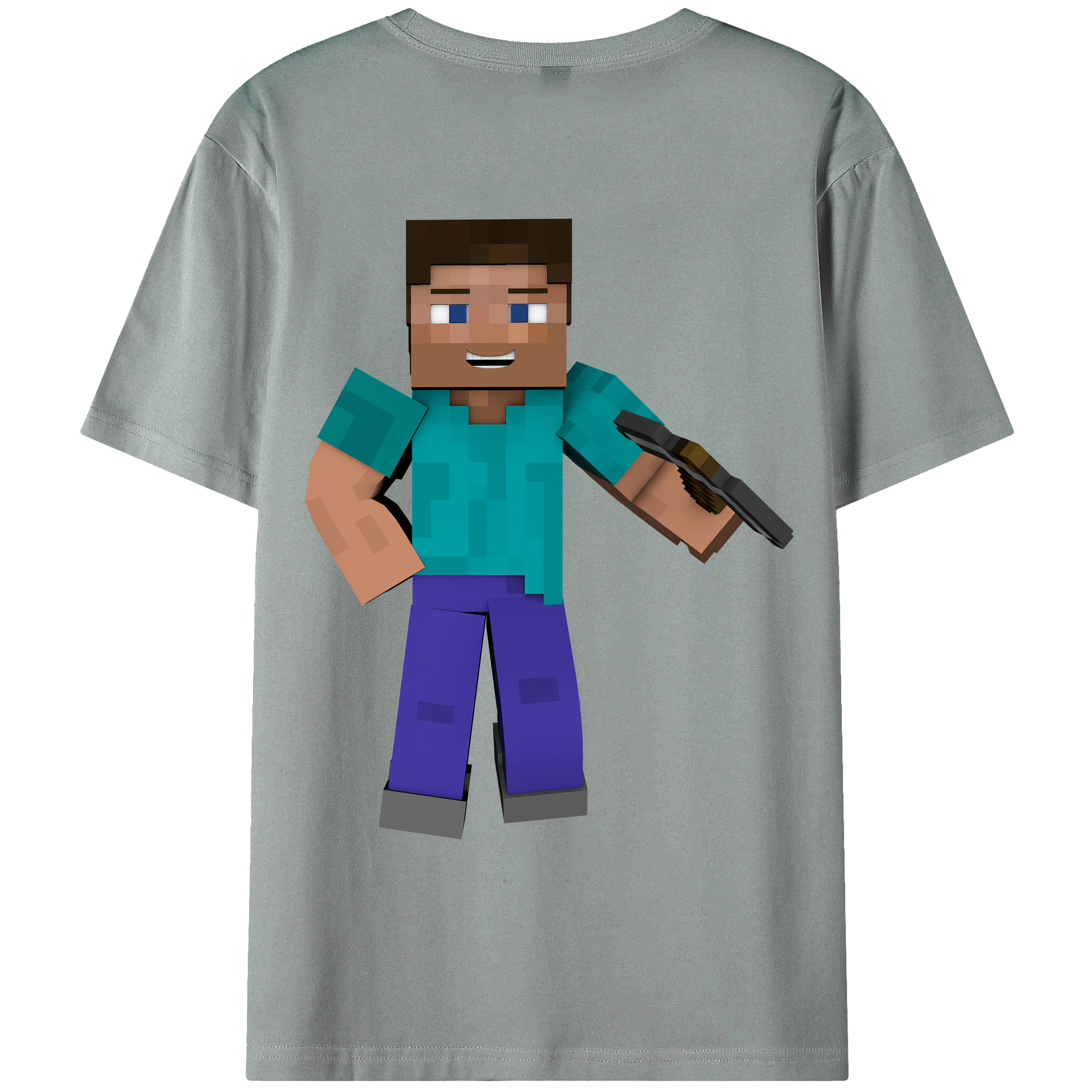 （画像用） マインクラフト ブロックの世界 Minecraft MC Block world 綿100％ メンズ半袖Tシャツ（バックプリント） 通気性